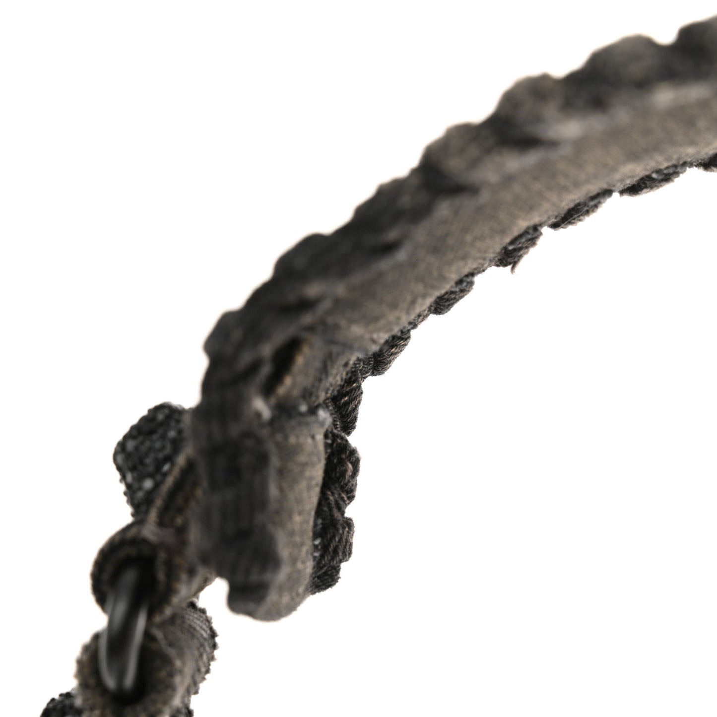 Washed Frayed Denim Crystal Le Cagole Shoulder Bag XS Black