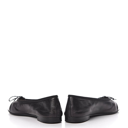 Chanel Lambskin Patent Cap Toe Ballerina Flats 41 Black 14 of 15