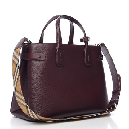 Burberry Derby Calfskin House Check Medium Banner Tote Burgundy 2 of 9