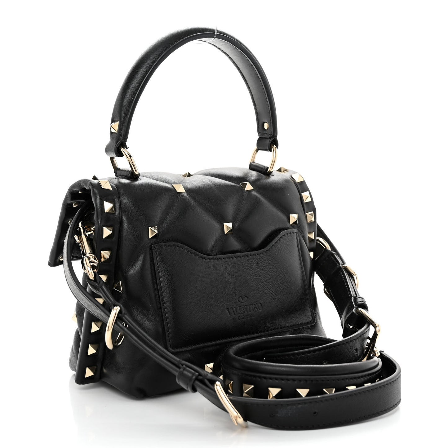 Nappa Mini Candystud Top Handle Bag Black