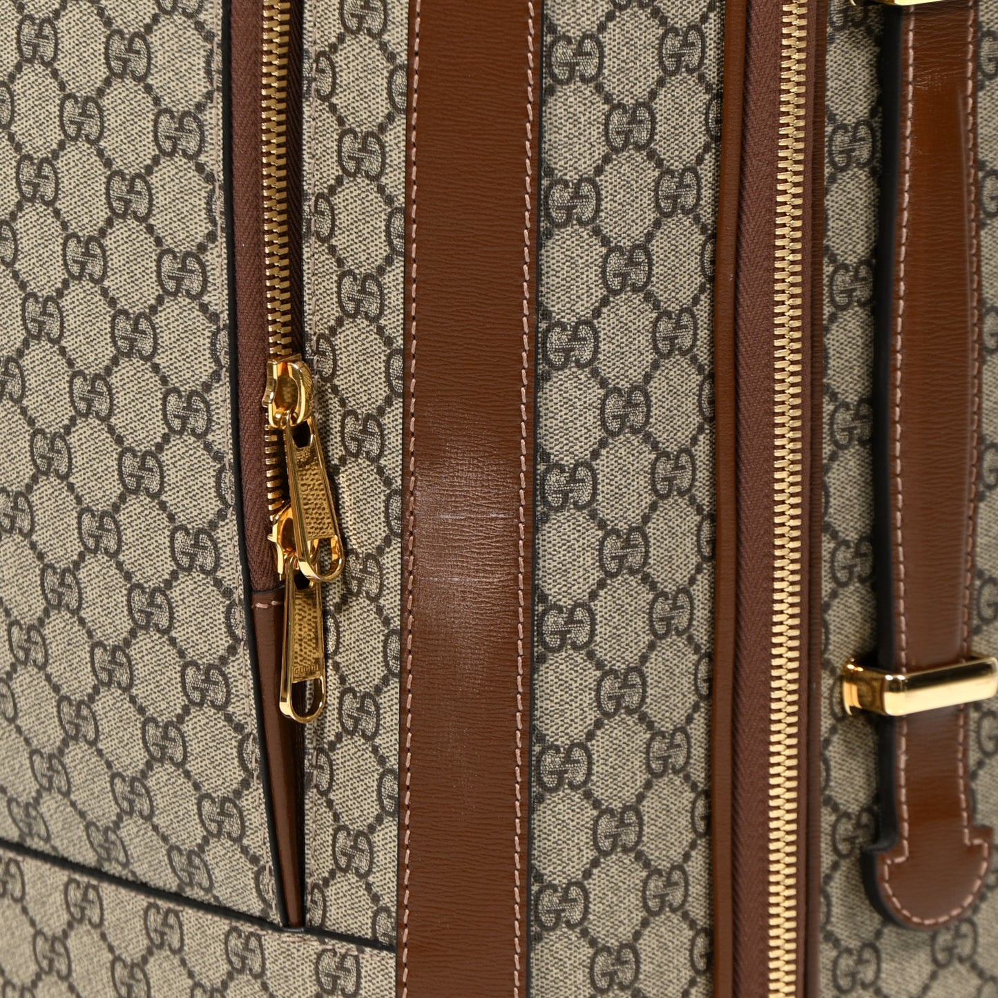 GG Supreme Monogram Azalea Calfskin Retro Interlocking G Carry On Trolley Beige Ebony Brown Sugar