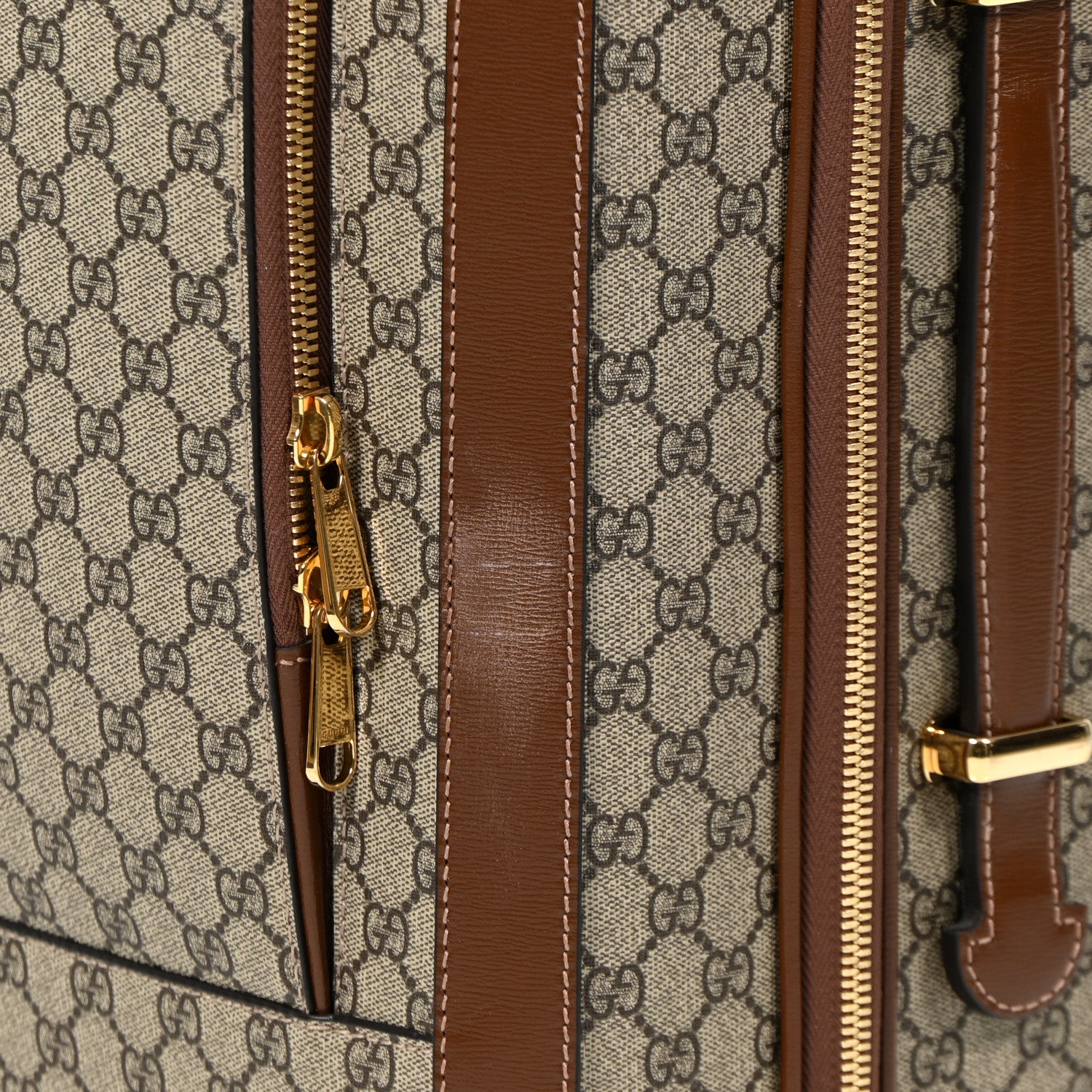 Gucci GG Supreme Monogram Azalea Calfskin Retro Interlocking G Carry On Trolley Beige Ebony Brown Sugar 10 of 12