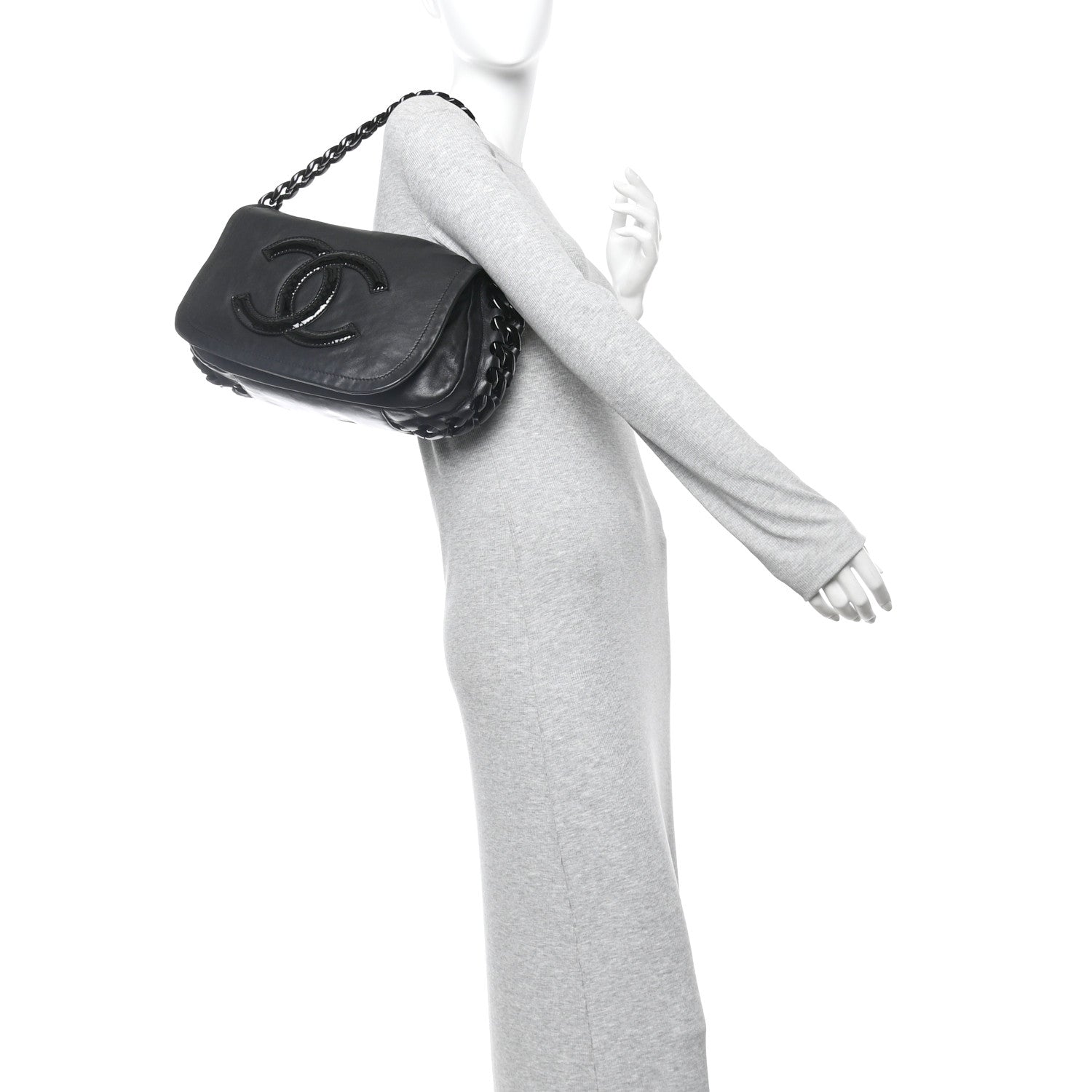 Chanel Calfskin Modern Chain Rhodoid Flap Black 2 of 10