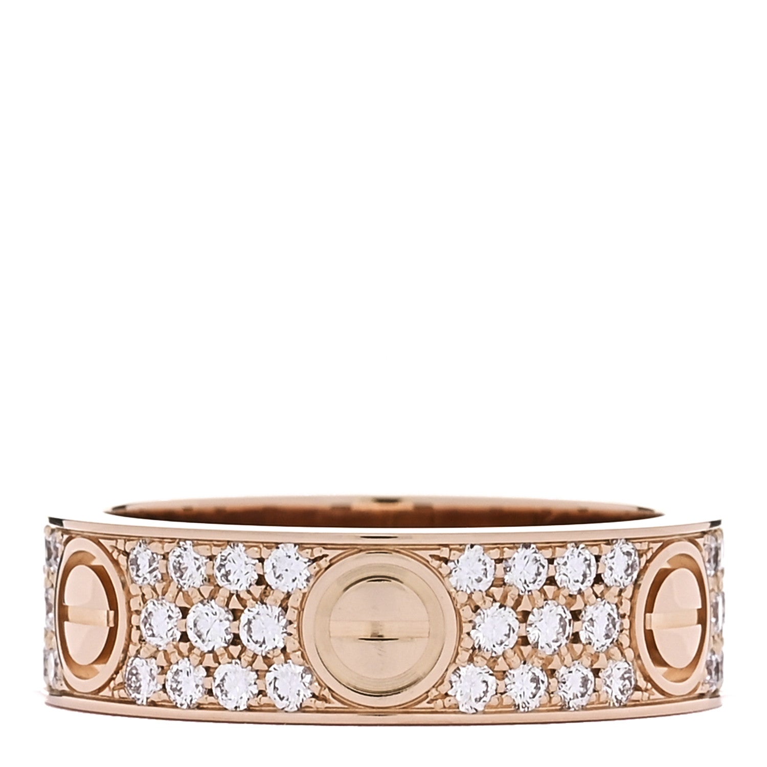 Cartier 18K Pink Gold Diamond 6.5mm LOVE Paved Ring 60 9 1 of 5