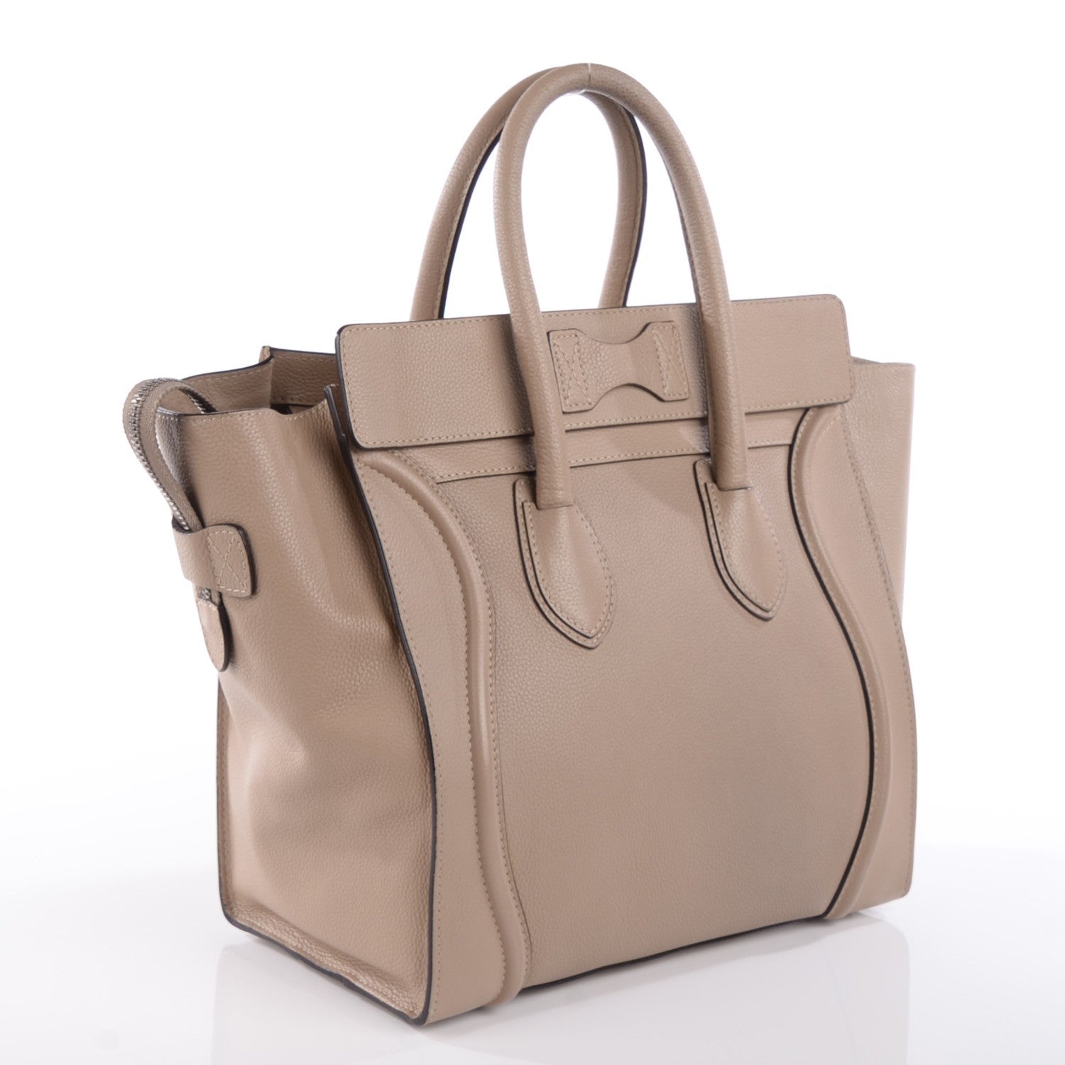 Celine Drummed Calfskin Mini Luggage Dune 3 of 8