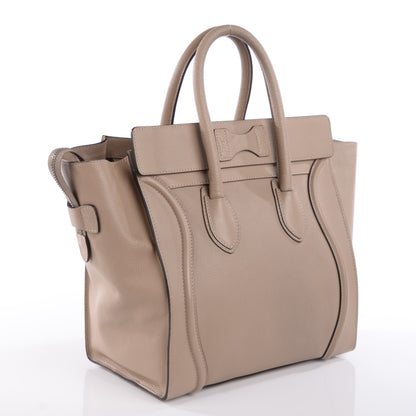 Celine Drummed Calfskin Mini Luggage Dune 3 of 8
