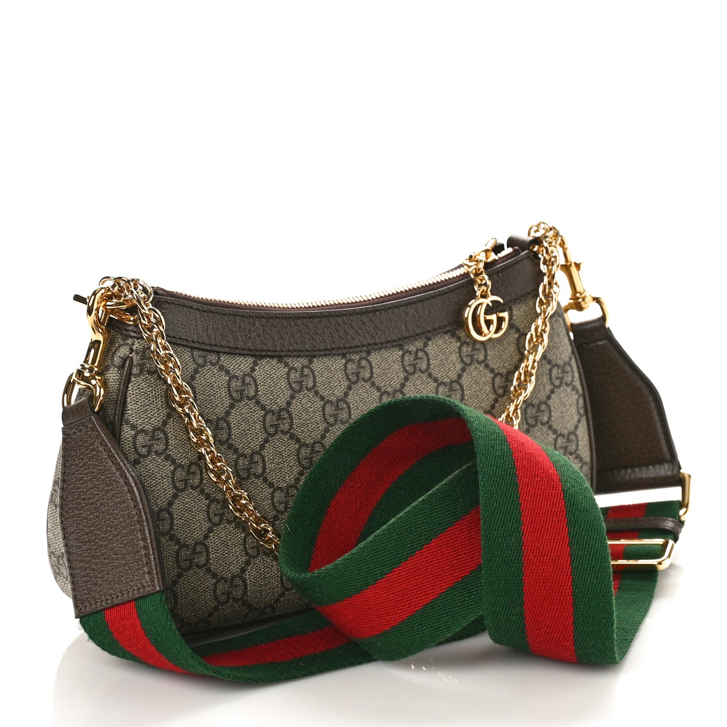 Gucci GG Supreme Monogram Textured Dollar Calfskin Web Small Ophidia GG Handbag Beige Ebony New Acero 3 of 8