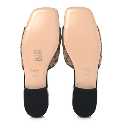 Gucci Monogram Matelasse Diagonal GG Marmont Flat Slide Sandals 37.5 Beige Ebony Black 6 of 10