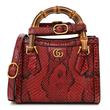 Gucci Snakeskin Mini Diana Tote Bag Red 1 of 12