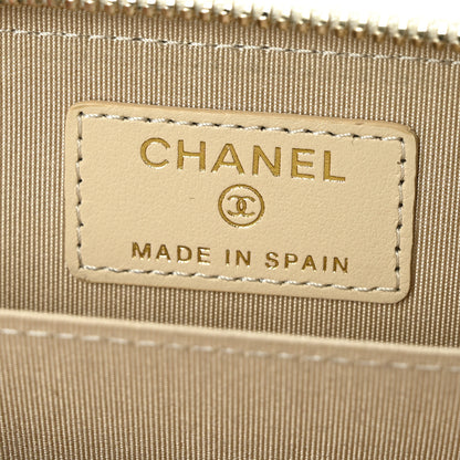 Chanel Lambskin Quilted 19 Zip Around Coin Purse Wallet Beige 6 of 9