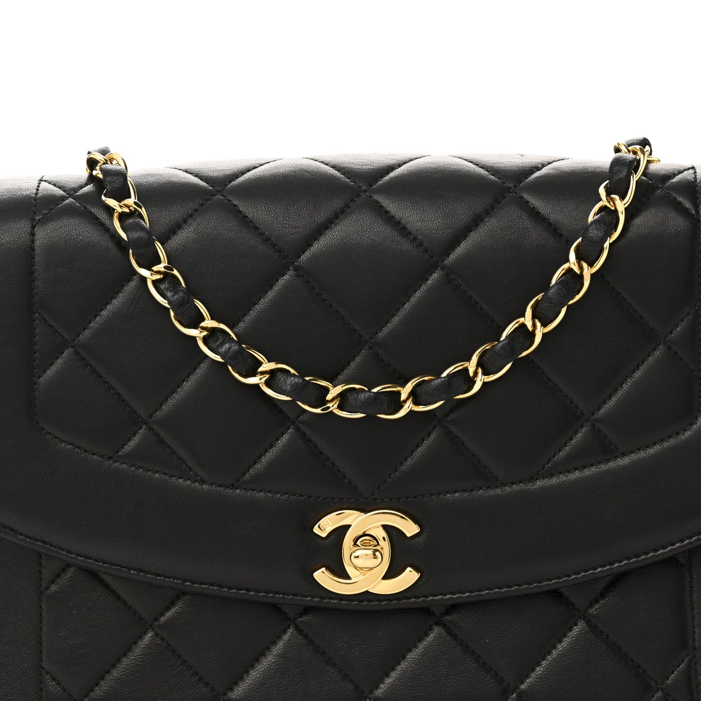 Lambskin Quilted Medium Single Flap Black