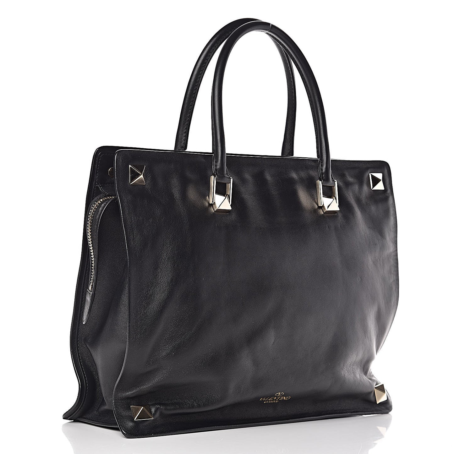 Vitello Macro Rockstud Runway Tote Black