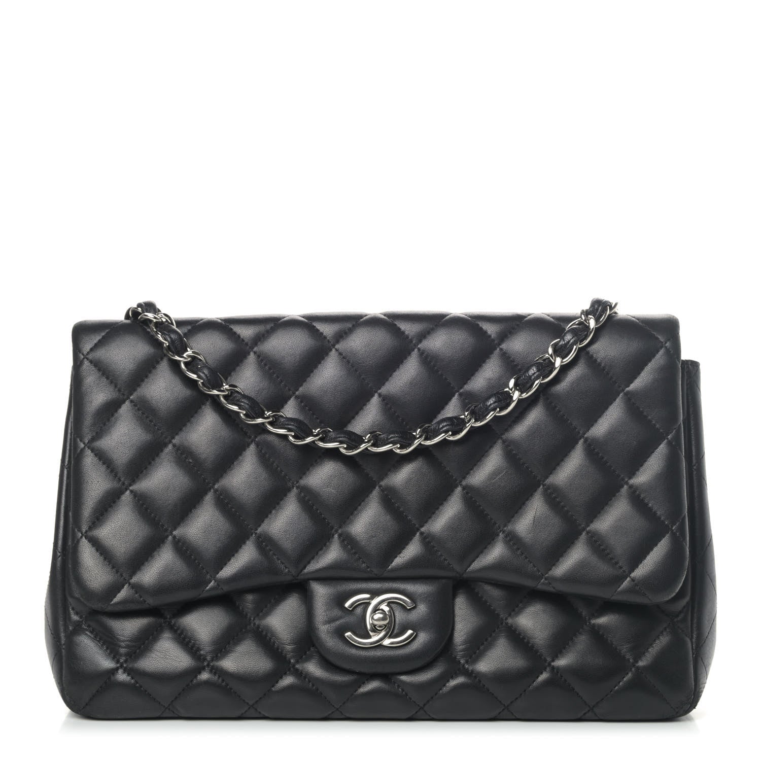 Chanel Lambskin Quilted Jumbo Single Flap Black 1 of 7