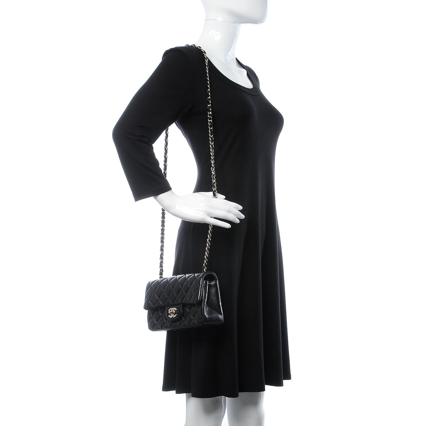 Lambskin Quilted Mini Rectangular Flap Black