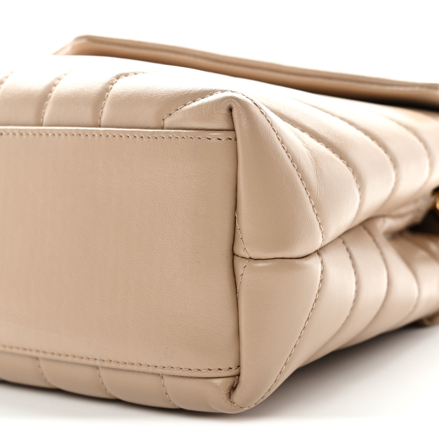 Calfskin Y Quilted Monogram Small Loulou Chain Satchel Dark Beige