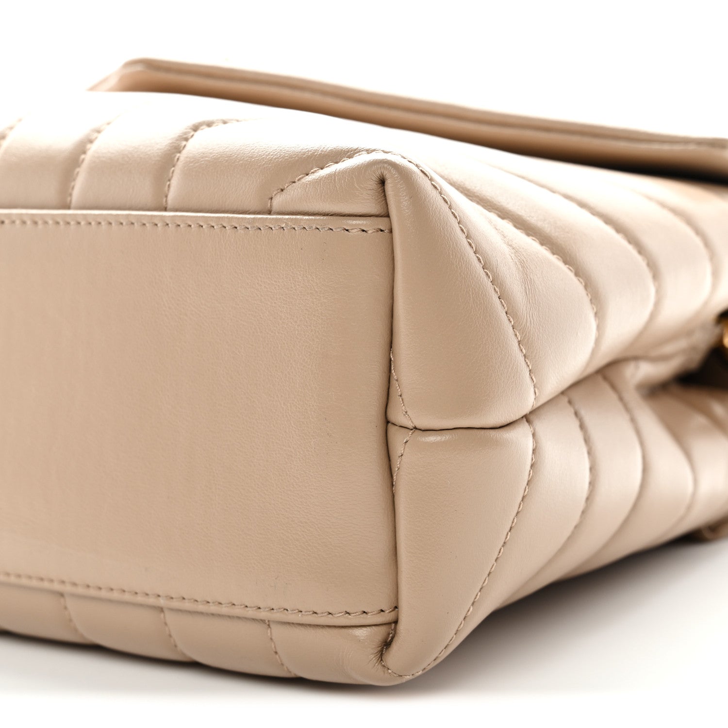 Saint Laurent Calfskin Y Quilted Monogram Small Loulou Chain Satchel Dark Beige 10 of 10