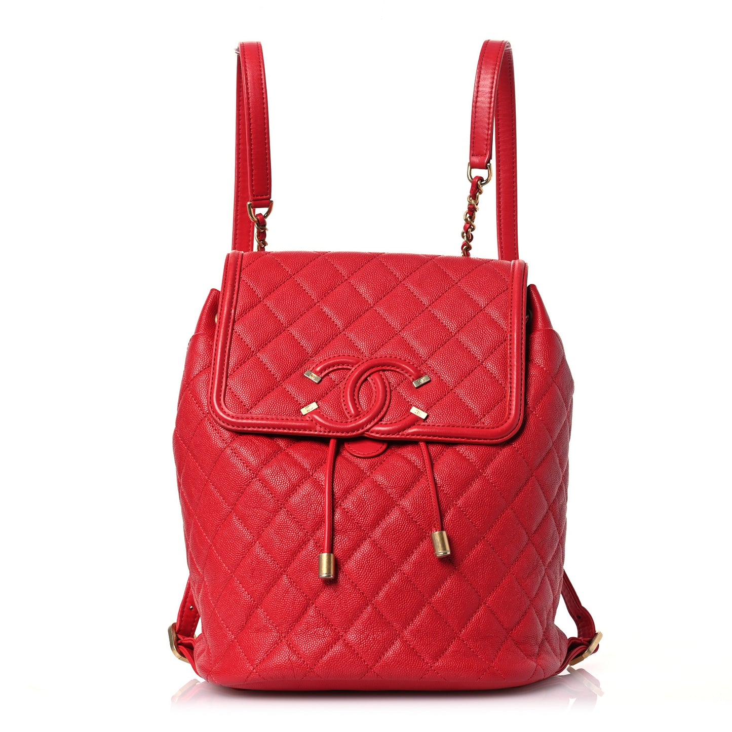 Caviar Quilted Filigree Backpack Red