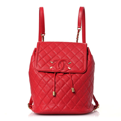 Chanel Caviar Quilted Filigree Backpack Red 1 of 19