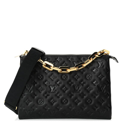 Louis Vuitton Lambskin Embossed Monogram Coussin MM Black 1 of 4