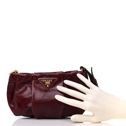Prada Vitello Shine Mordore Wristlet Clutch Red 2 of 10