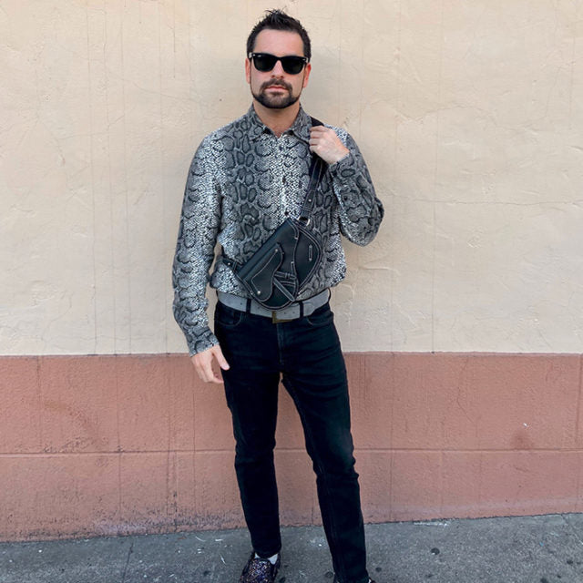 influencer wearing christian dior men's saddle bag FASHIONPHILE