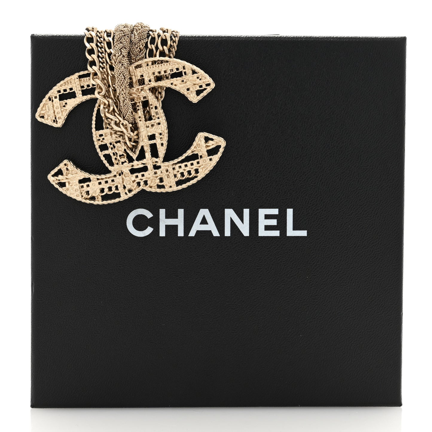 Tweed Effect Multi Strand CC Large Pendant Necklace Gold