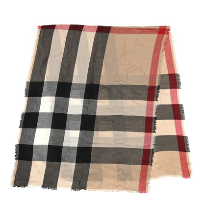 Burberry Cashmere Mega Check Lightweight Scarf Camel 2 of 5