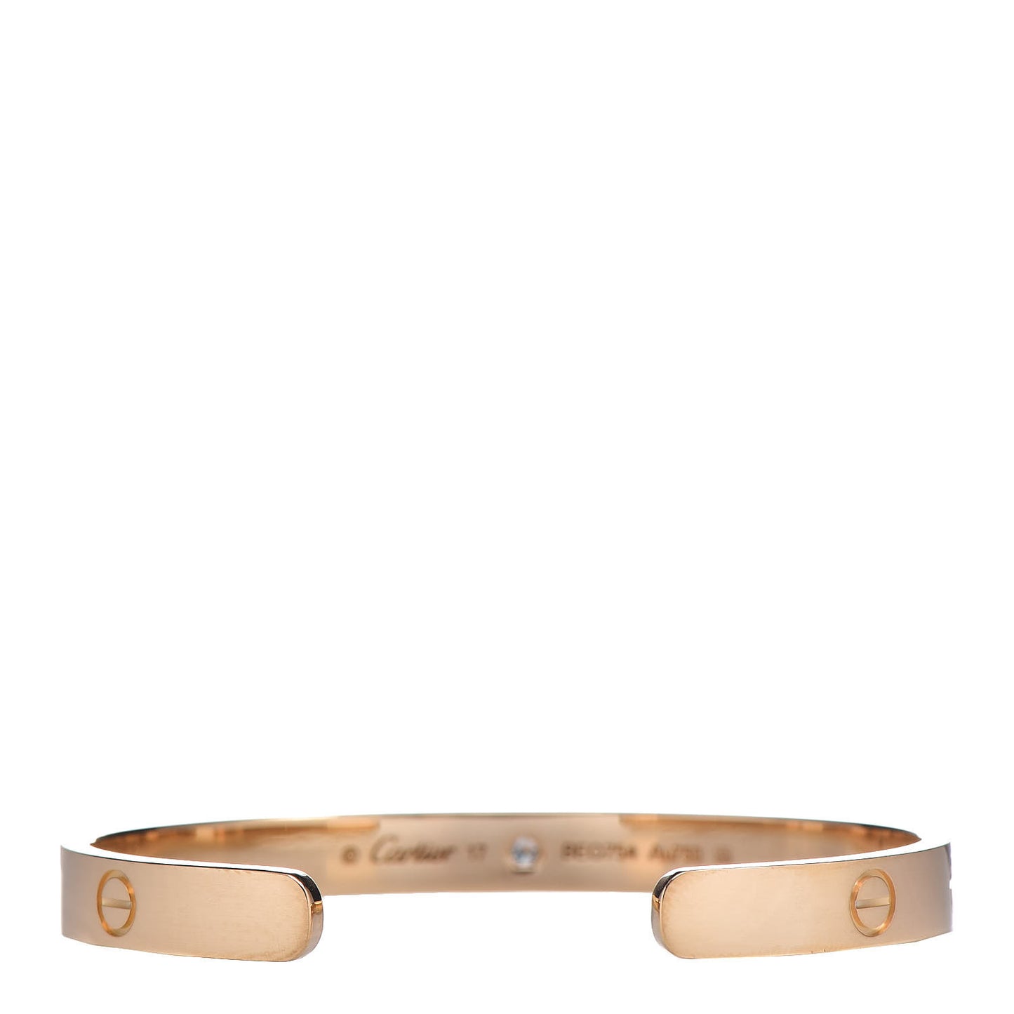 18K Yellow Gold 1 Diamond LOVE Cuff Bracelet 17