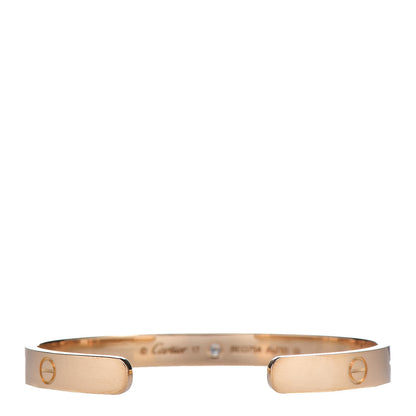 Cartier 18K Yellow Gold 1 Diamond LOVE Cuff Bracelet 17 3 of 4