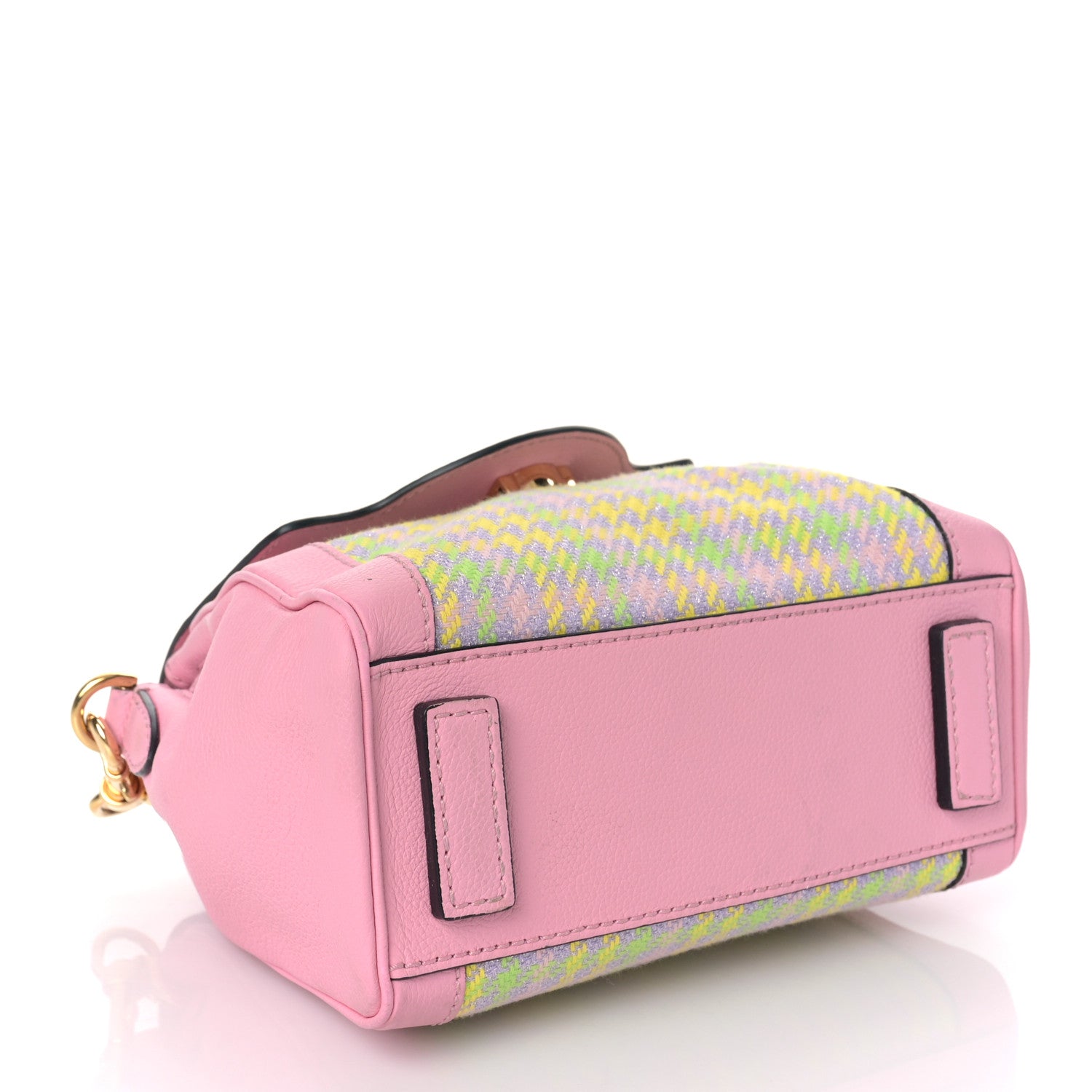 Versace Calfskin Tweed Medusa Small Top Handle Handbag Baby Pink Pineapple 4 of 8