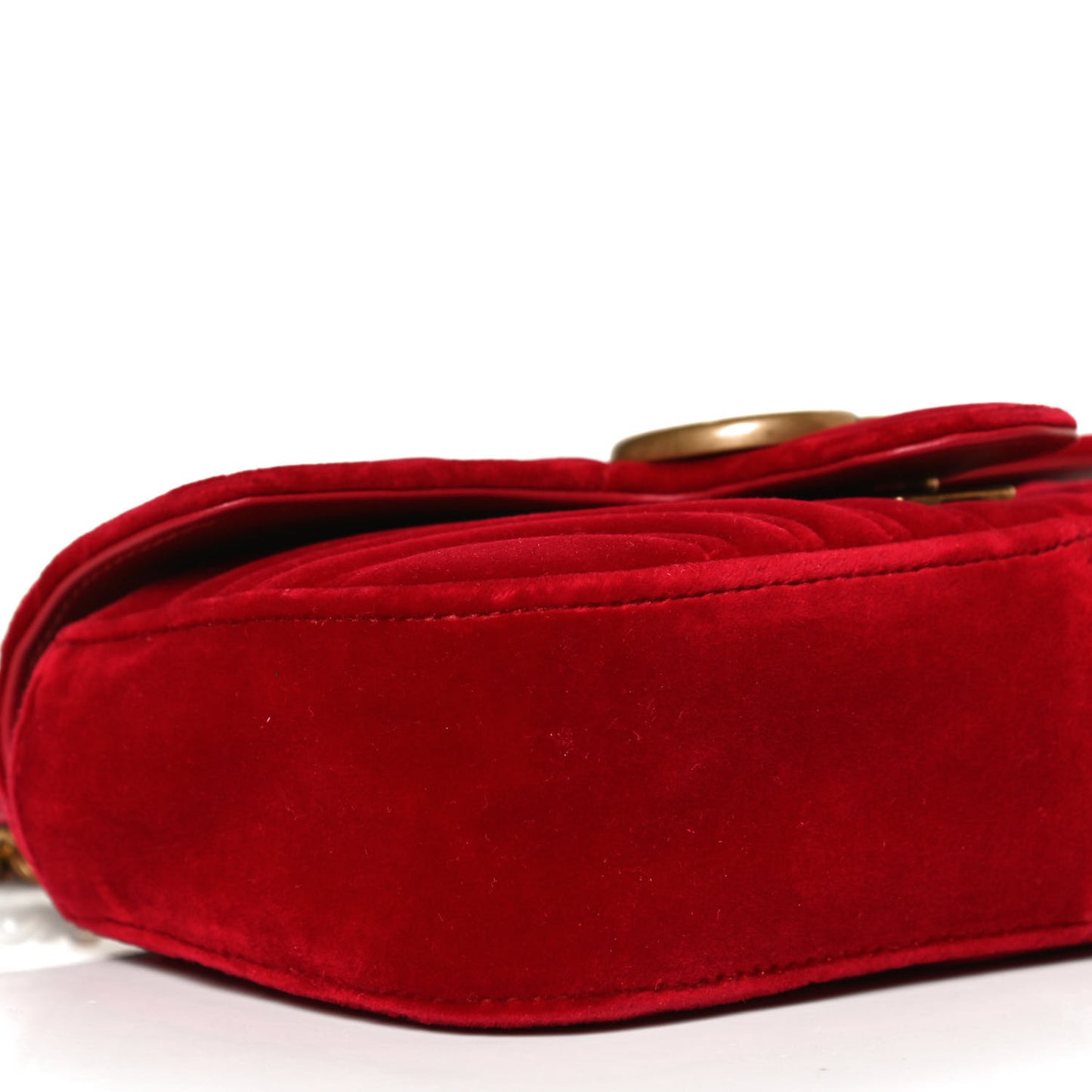 Velvet Matelasse Mini GG Marmont Shoulder Bag Hibiscus Red
