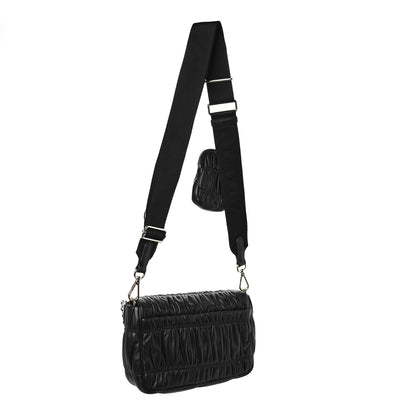 Prada Nappa Gaufre Flap Shoulder Bag Black 3 of 10