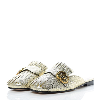 Gucci Galassia Womens GG Marmont Fringe Slippers 38 Platino 3 of 8