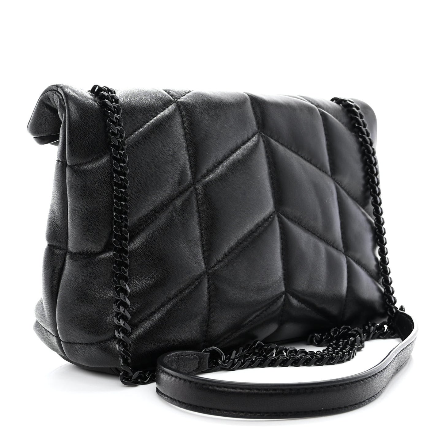 Calfskin Quilted Toy Loulou Puffer Monogram Monochrome Chain Satchel Black