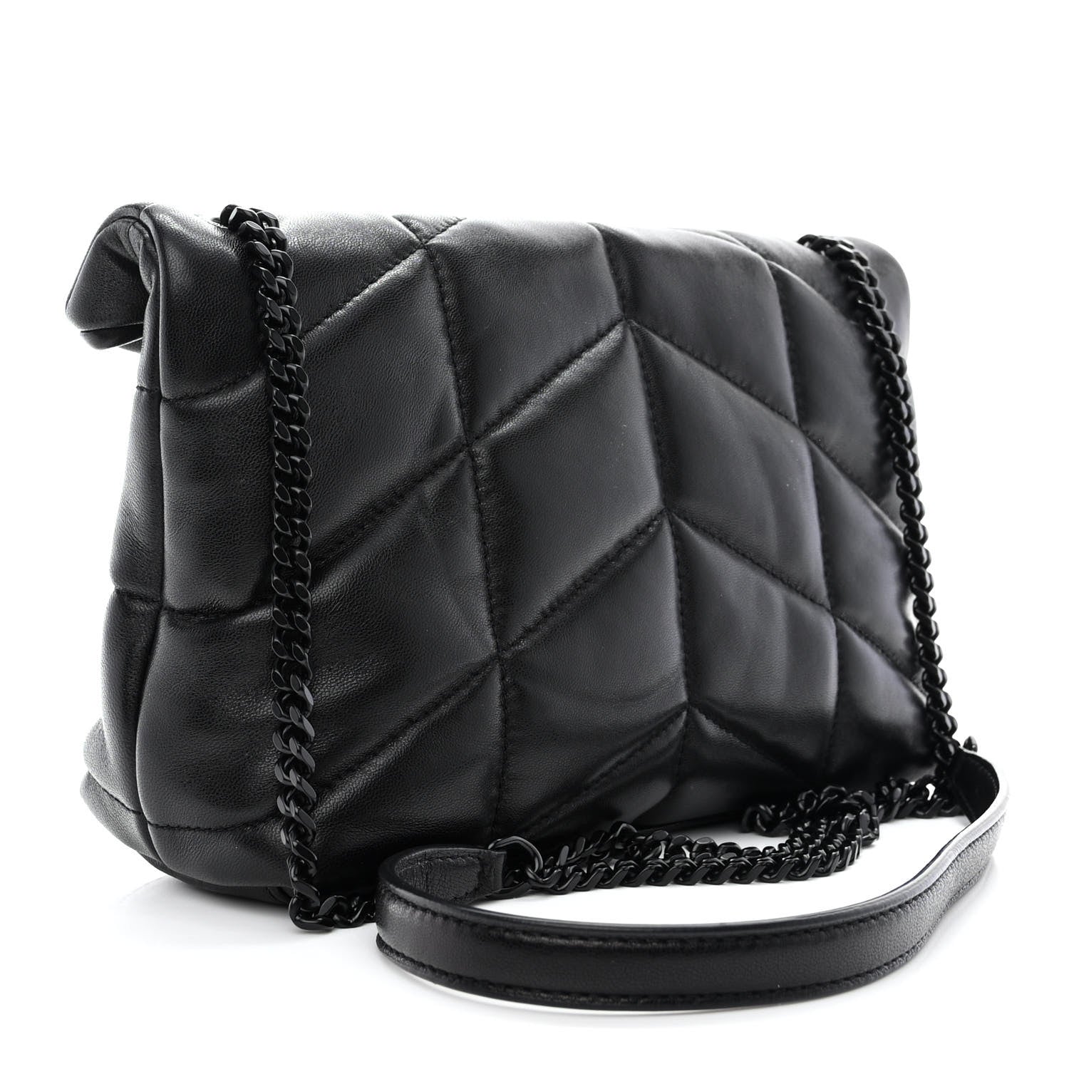 Saint Laurent Calfskin Quilted Toy Loulou Puffer Monogram Monochrome Chain Satchel Black 4 of 12