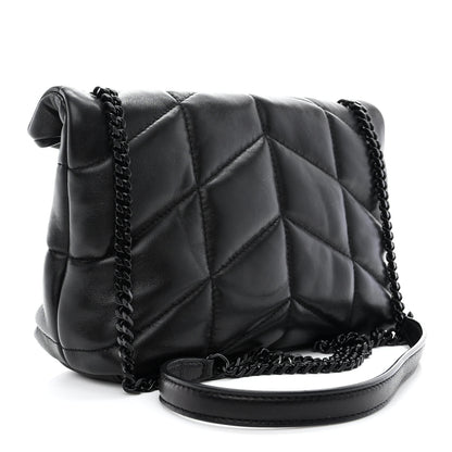 Saint Laurent Calfskin Quilted Toy Loulou Puffer Monogram Monochrome Chain Satchel Black 4 of 12
