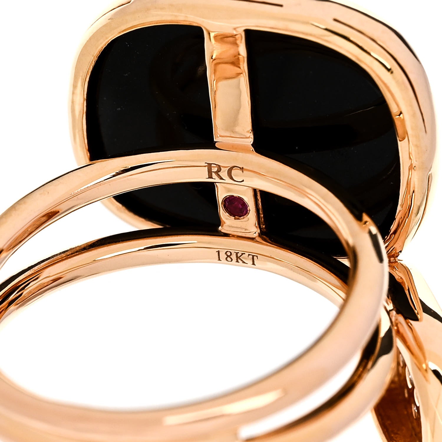 Roberto Coin 18K Rose Gold Diamond Black Onyx Amphibole Ring 53 6.5 4 of 5