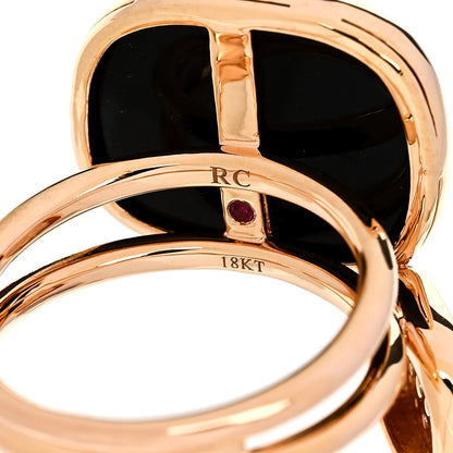 Roberto Coin 18K Rose Gold Diamond Black Onyx Amphibole Ring 53 6.5 4 of 5