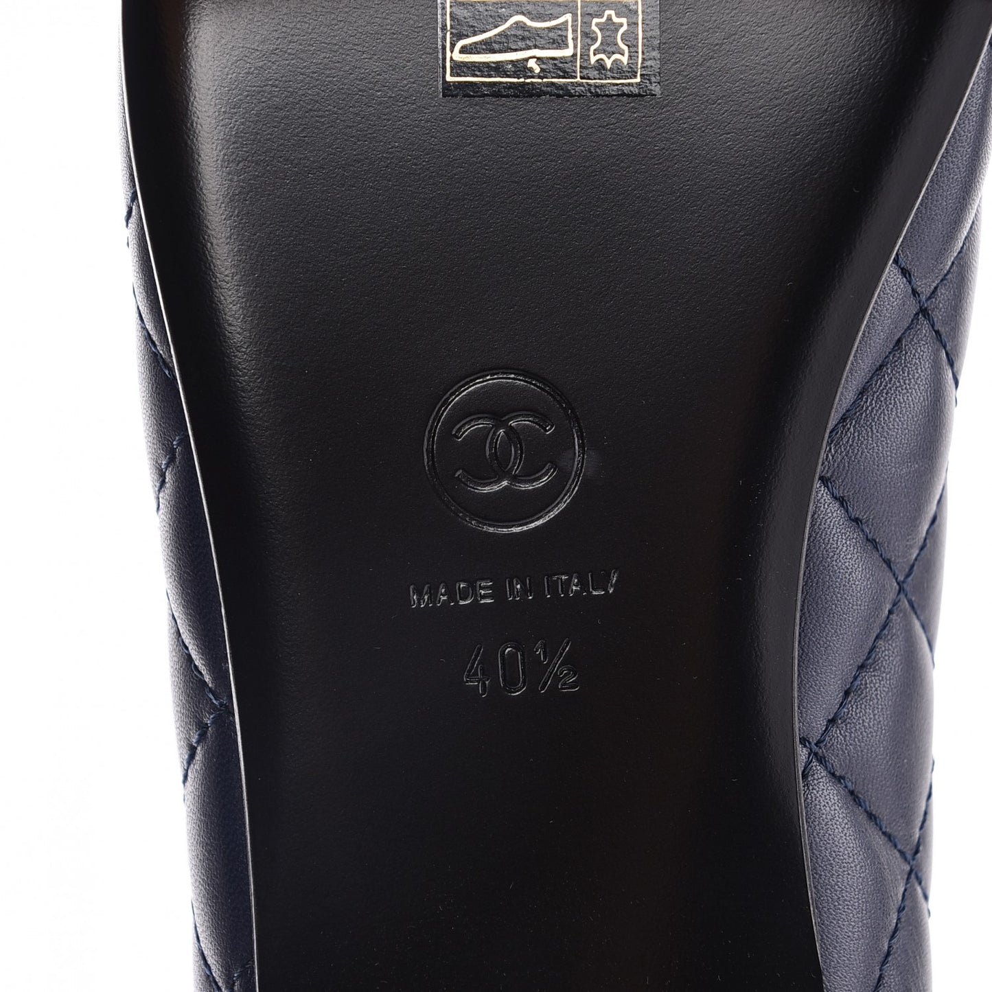 Lambskin Quilted CC Cap Toe Ballerina Flats 40.5 Navy