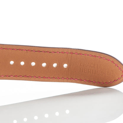 Hermes Stainless Steel Alligator 30.5mm Heure H Hour Quartz Watch Rouge Casaque 6 of 8
