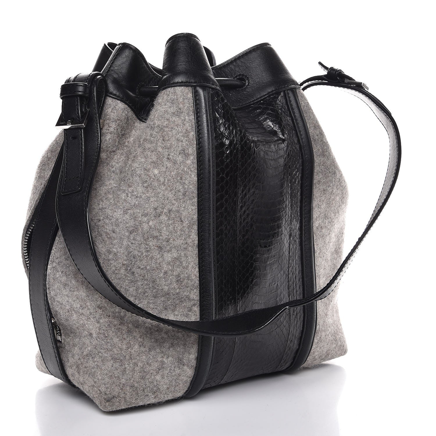 Alexander Wang Elaphe Felt Drawstring Bucket Black 3 of 15