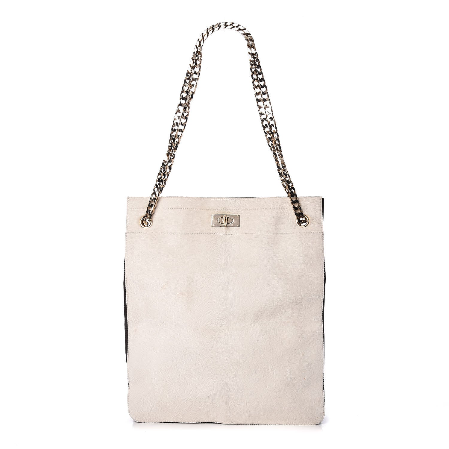 Givenchy Calf Hair Shark Lock Tote White Brown 1 of 10
