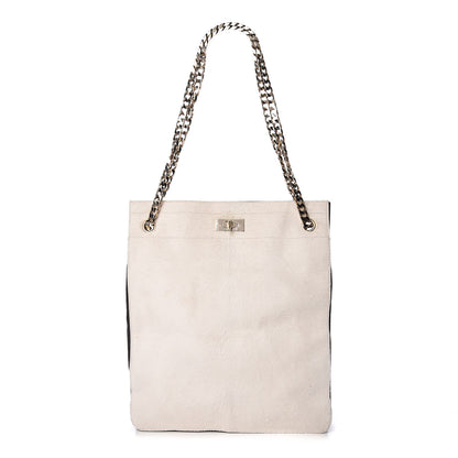 Givenchy Calf Hair Shark Lock Tote White Brown 1 of 10