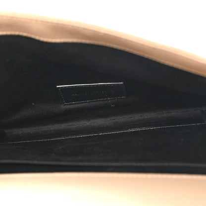 Saint Laurent Grain De Poudre Textured Mixed Matelasse Triquilt Monogram Clutch Dark Beige 6 of 10