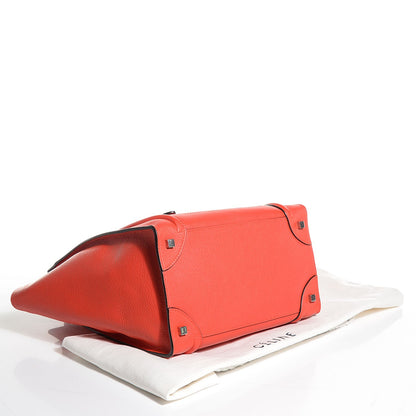 Celine Drummed Calfskin Mini Luggage Vermillion 4 of 8