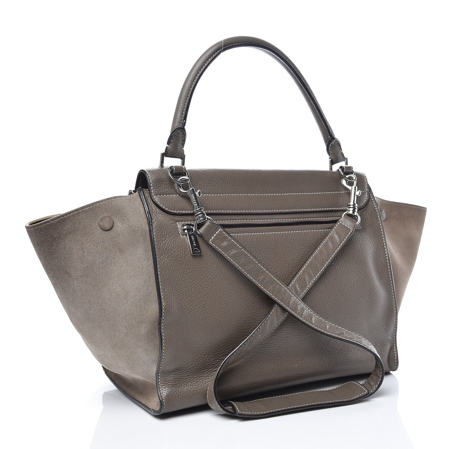 Drummed Calfskin Suede Small Trapeze Souris