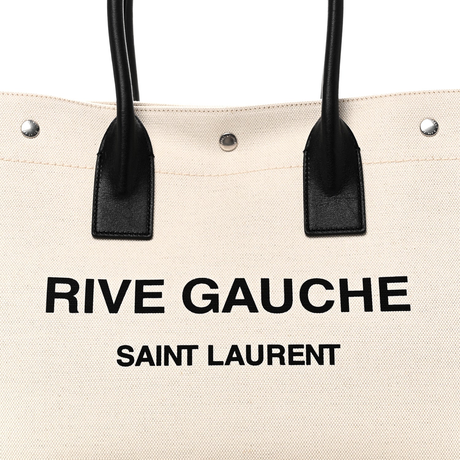 Saint Laurent Linen Calfskin Small Rive Gauche Tote Greggio Natural 7 of 9