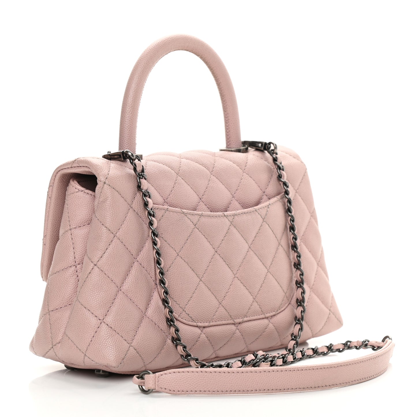 Caviar Quilted Mini Coco Handle Flap Light Pink