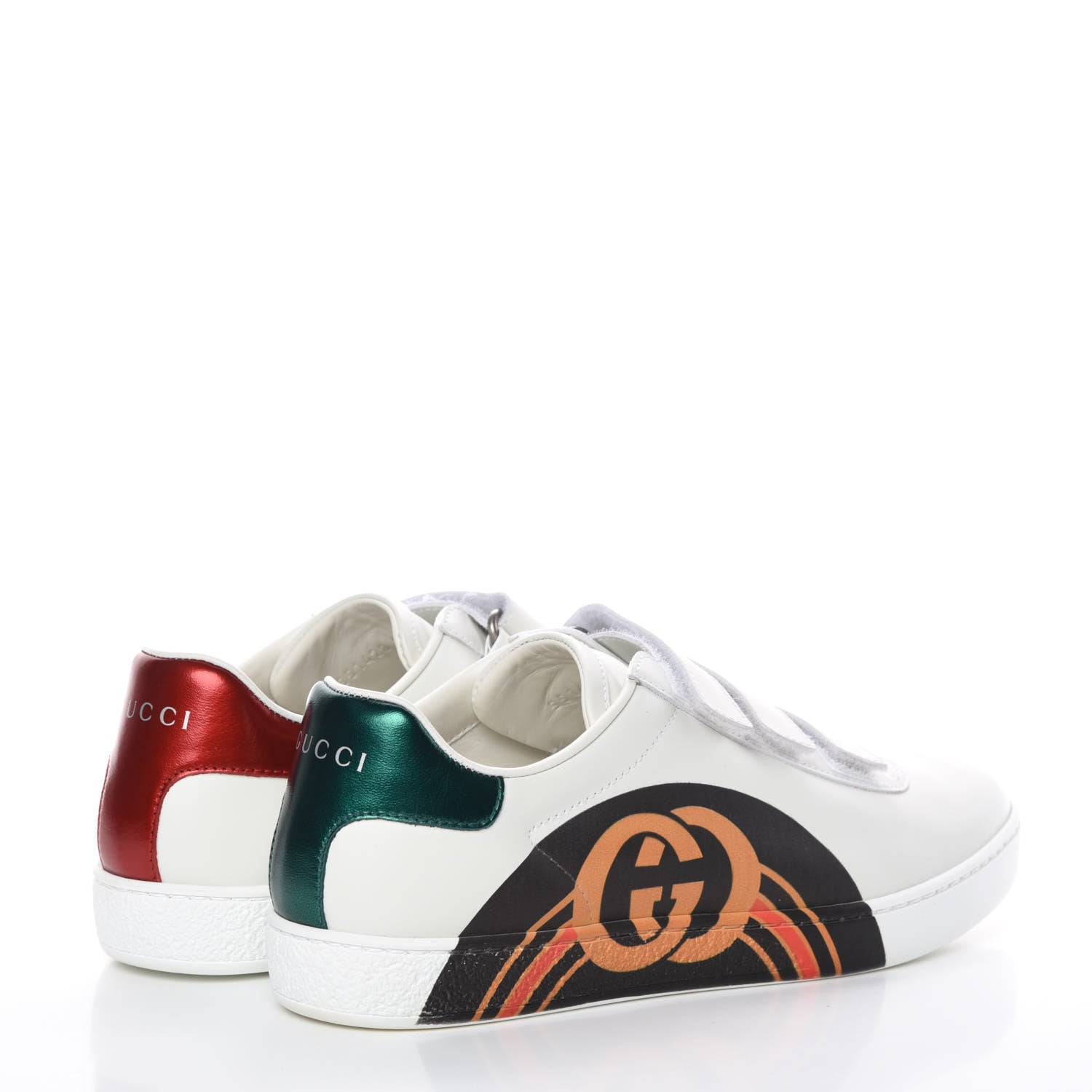 Gucci Miro Soft Calfskin Interlocking G Womens New Ace Sneakers 36.5 White Red Flame Green 4 of 10