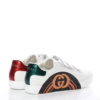 Gucci Miro Soft Calfskin Interlocking G Womens New Ace Sneakers 36.5 White Red Flame Green 4 of 10